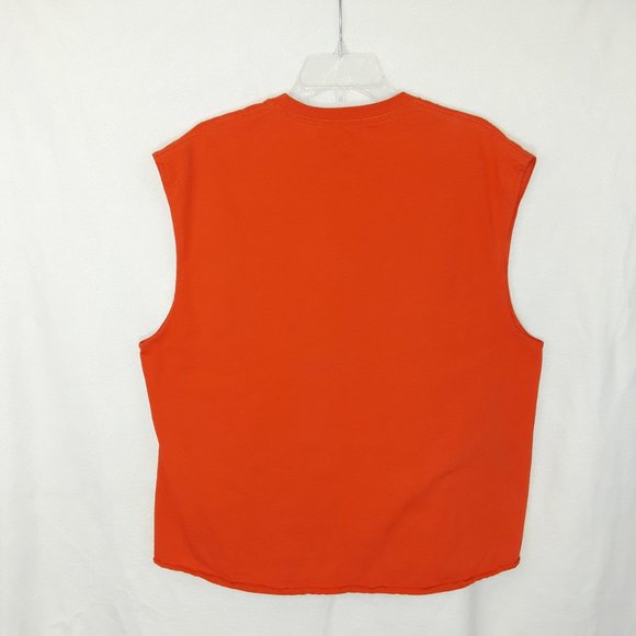 Vintage Fruit of the Loom 80's Orange Muscle Tee Shirt L - Picture 2 of 6
